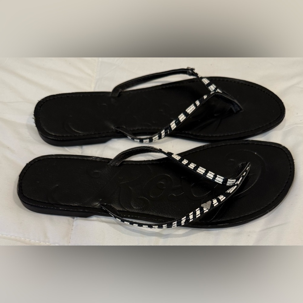 Roxy  Blondie Sandals – Black & White Striped – Women’s Size 9